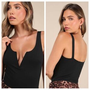 Lulus ХОХО Black Sleeveless Bodysuit